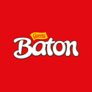 logo da marca baton em branco no fundo vermelho