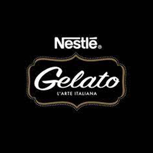 logo da marca gelato em branco no fundo preto