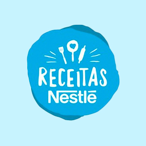 logo da marca receitas nestlé em branco no fundo circular azul claro