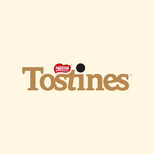 logo da marca tostines em dourado no fundo creme