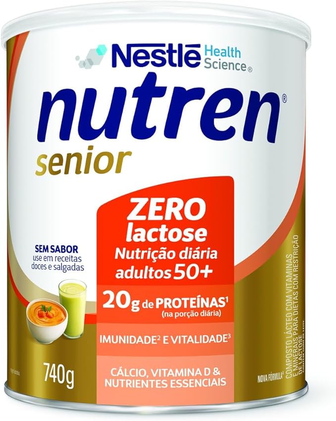 Nutren Complemento Alimentar Senior Sem Sabor Zero Lactose 740g