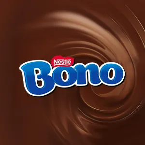 logo da marca bono em azul no fundo branco