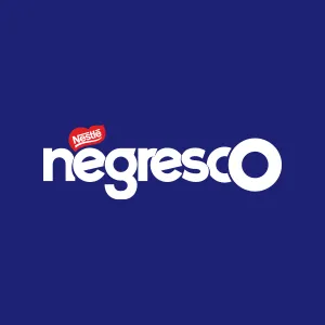 logo da marca negresco em branco em fundo azul