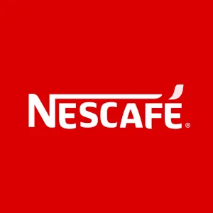 logo da marca nescafé em branco no fundo vermelho